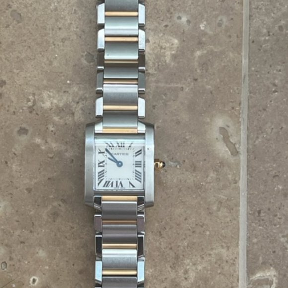 Cartier Accessories - Ladies Silver & 14K Cartier Tank Francaise Watch